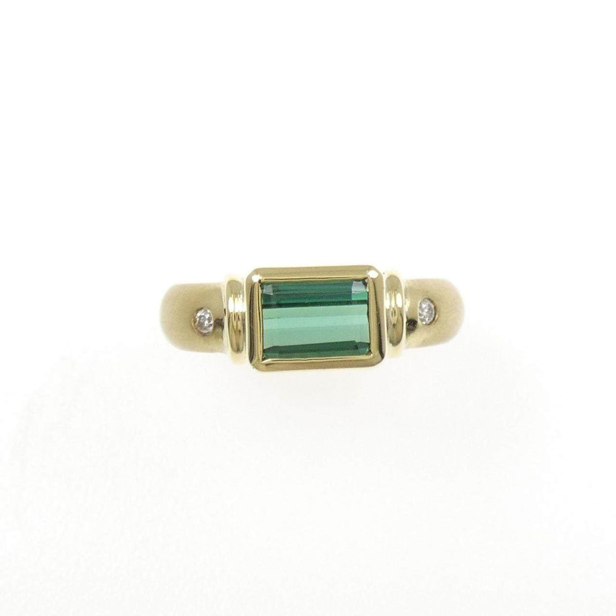 Hisa Kenji 18K Yellow Gold Tourmaline Diamond Ring – side view
