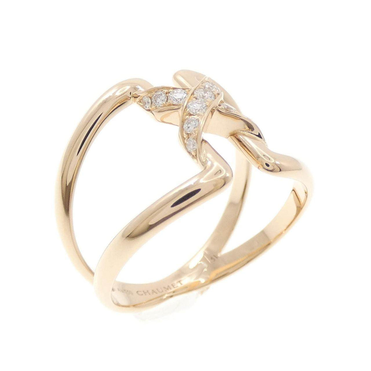 Chaumet Liens Openwork 18K Rose Gold Diamond Ring – front view