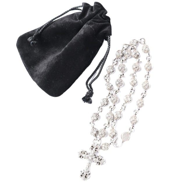 Chrome Hearts Filigree Cross Xsm Cross Ball Chain Sterling Silver Necklace – clasp detail