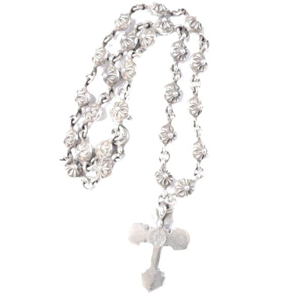 Chrome Hearts Filigree Cross Xsm Cross Ball Chain Sterling Silver Necklace – pendant detail