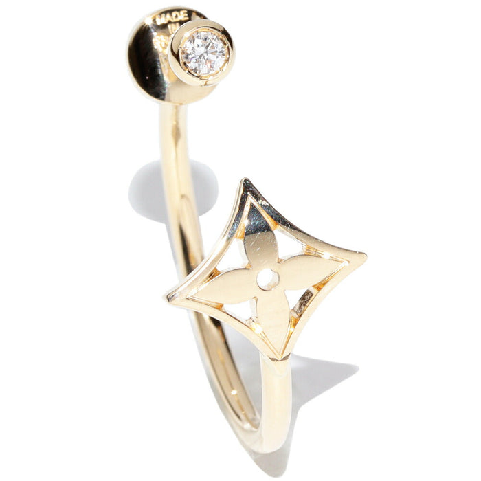 Louis Vuitton Monogram Idylle 18K Yellow Gold Diamond Single Earring – front view