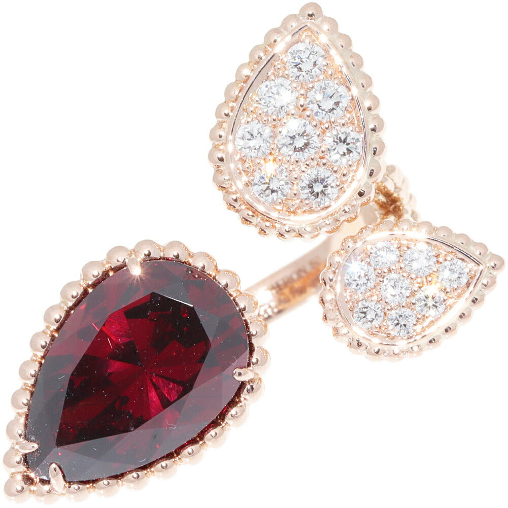 Boucheron Serpent Boheme Rhodolite 18K Rose Gold Diamond Garnet Ring – front view