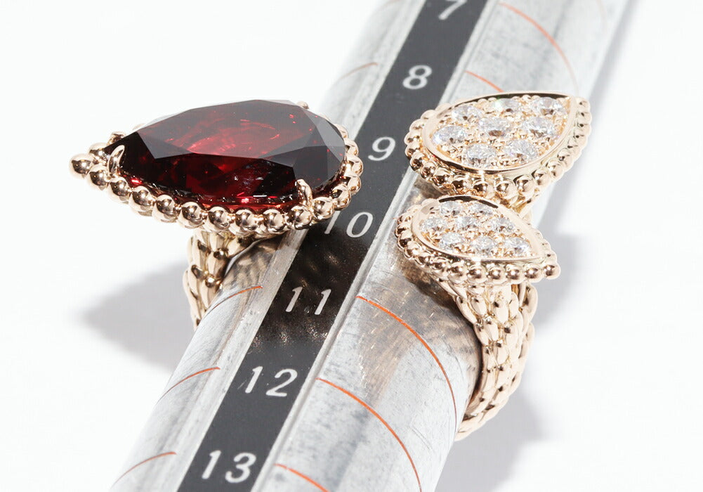 Boucheron Serpent Boheme Rhodolite 18K Rose Gold Diamond Garnet Ring – side view