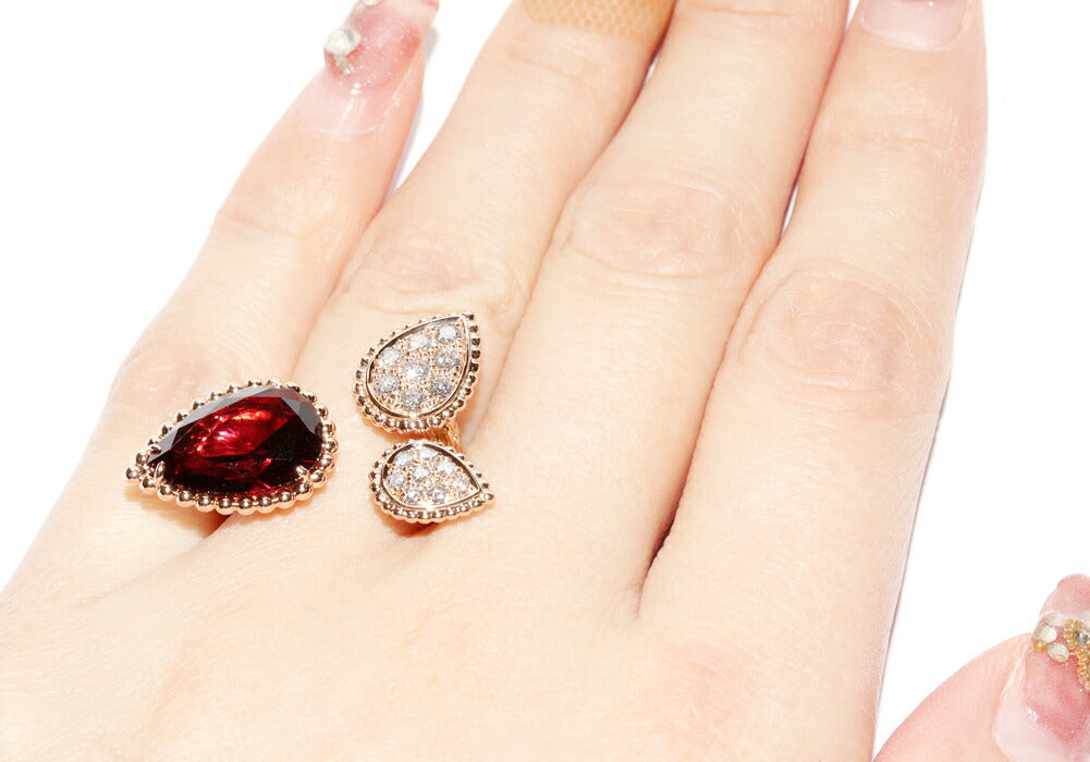 Boucheron Serpent Boheme Rhodolite 18K Rose Gold Diamond Garnet Ring – alternate view