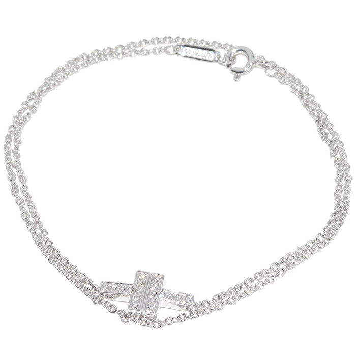 Tiffany & Co. T Two 18K White Gold Diamond Bracelet – front view