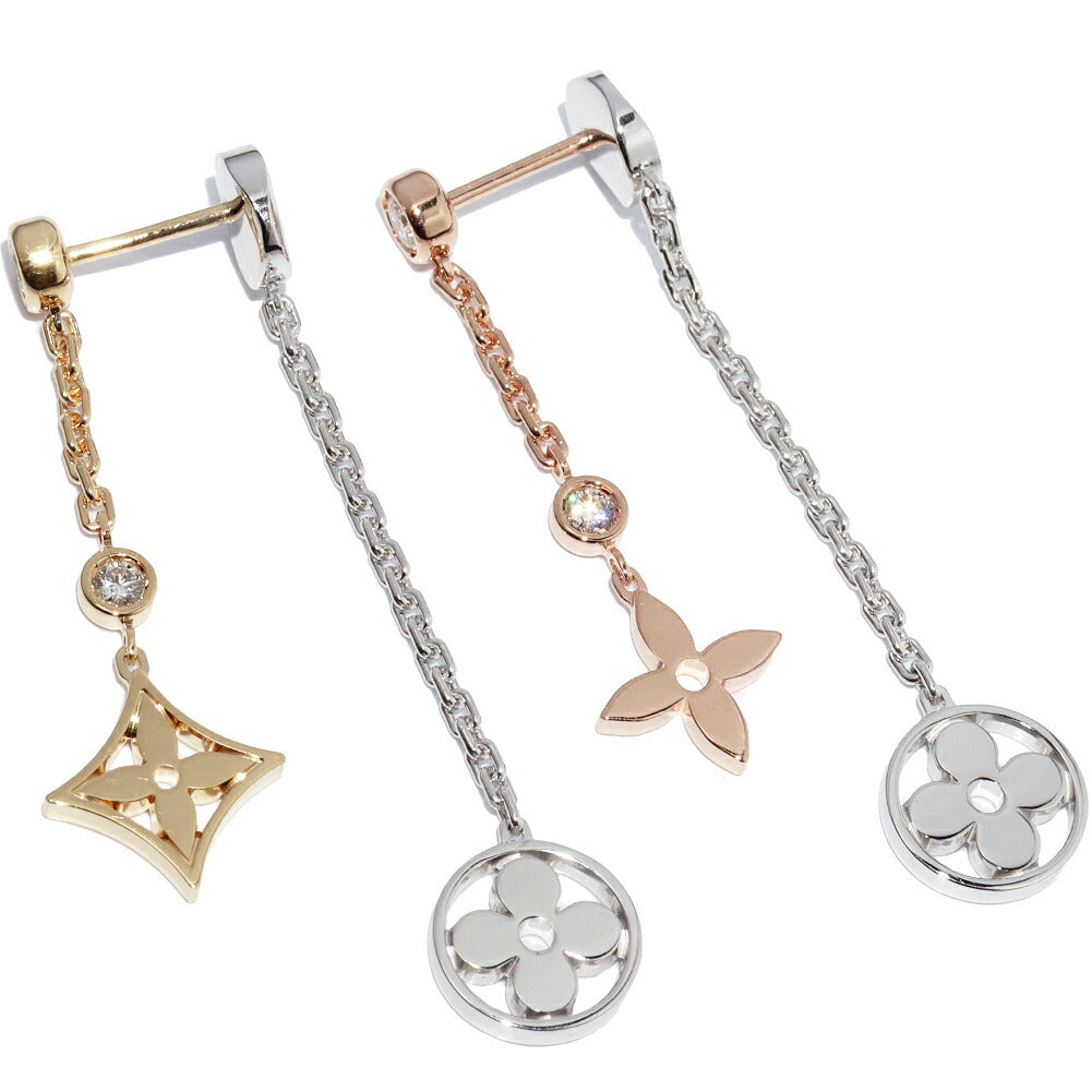Louis Vuitton Monogram Idylle Three 18K Yellow Gold Diamond Earrings – front view