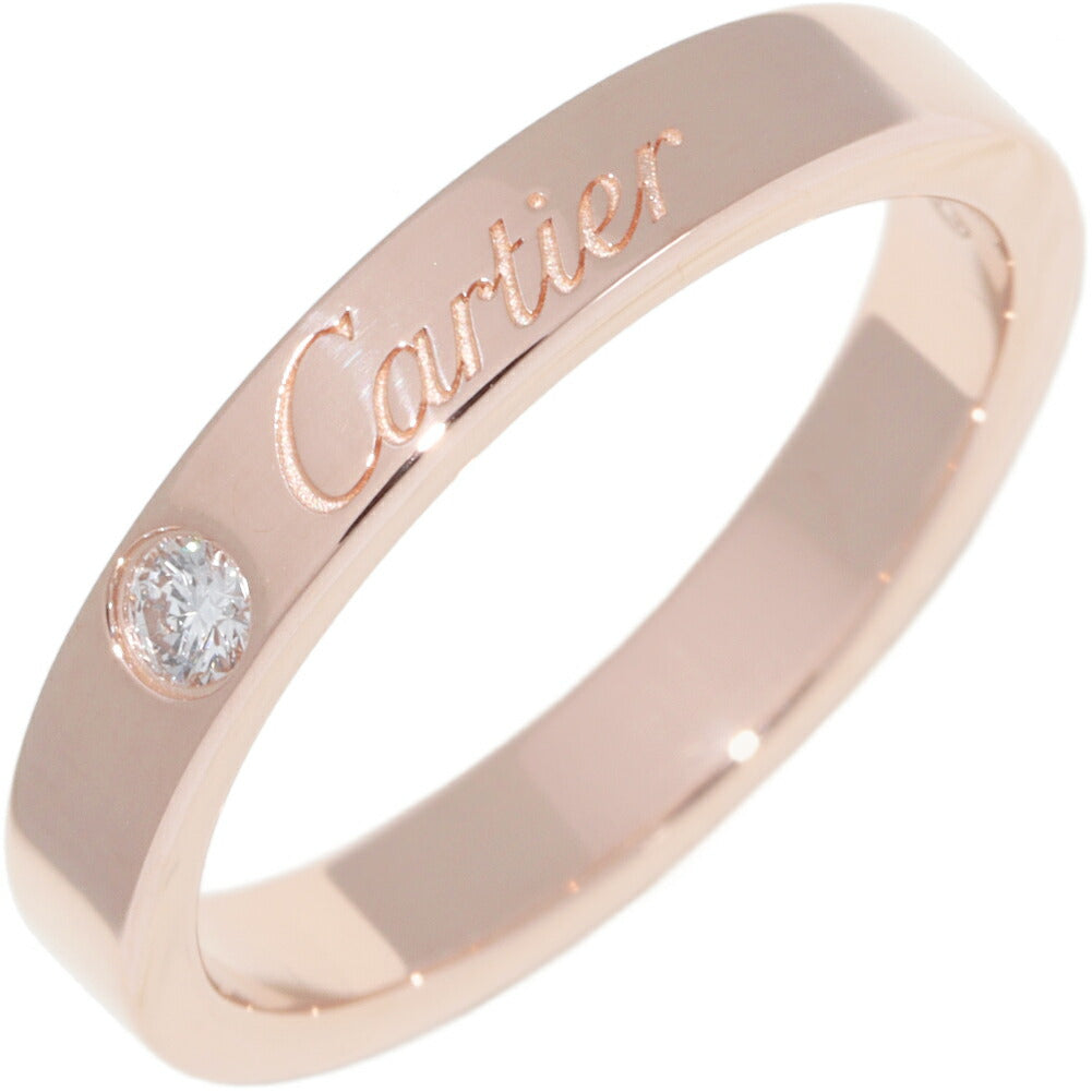 Cartier C de Cartier Engraved 18K Rose Gold Diamond Ring – front view