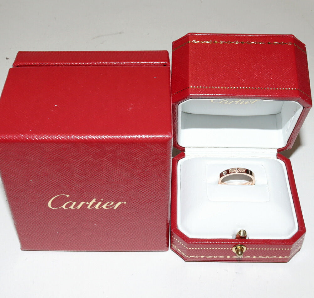 Cartier C de Cartier Engraved 18K Rose Gold Diamond Ring – top view