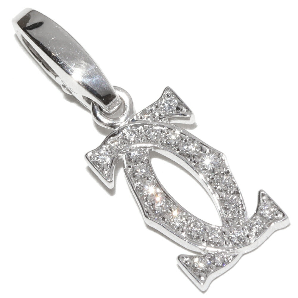 Cartier 2C 18K White Gold Diamond Pendant – front view