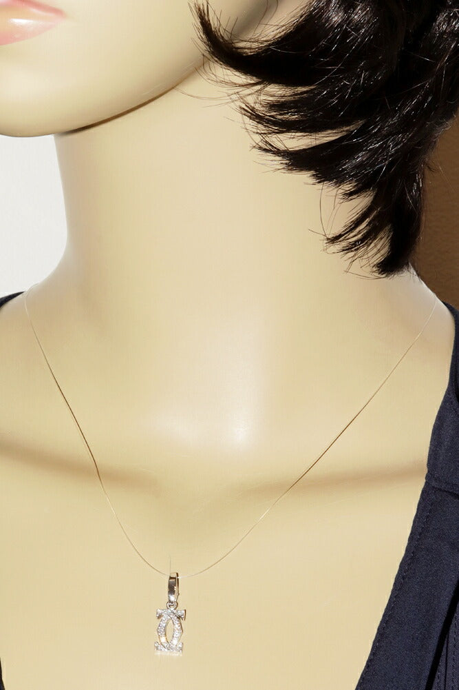 Cartier 2C 18K White Gold Diamond Pendant – pendant detail