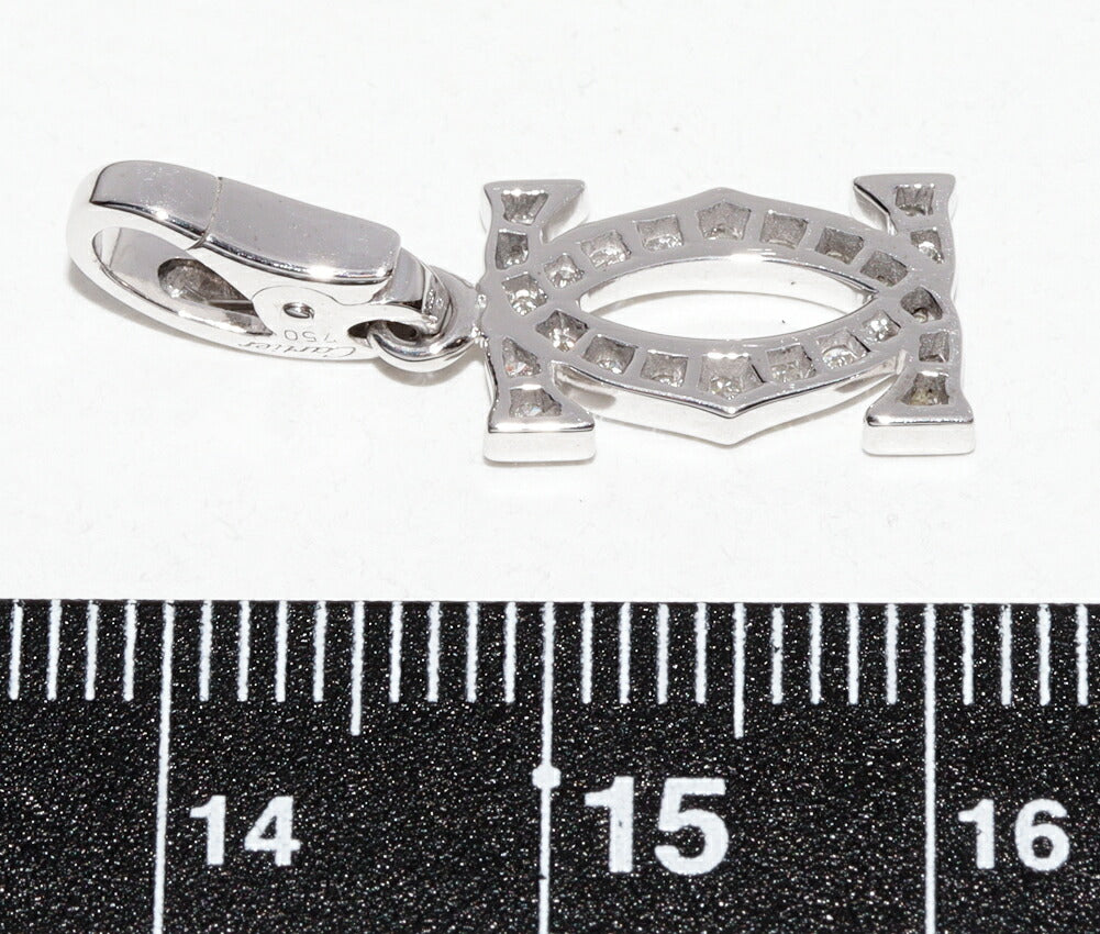 Cartier 2C 18K White Gold Diamond Pendant – full length