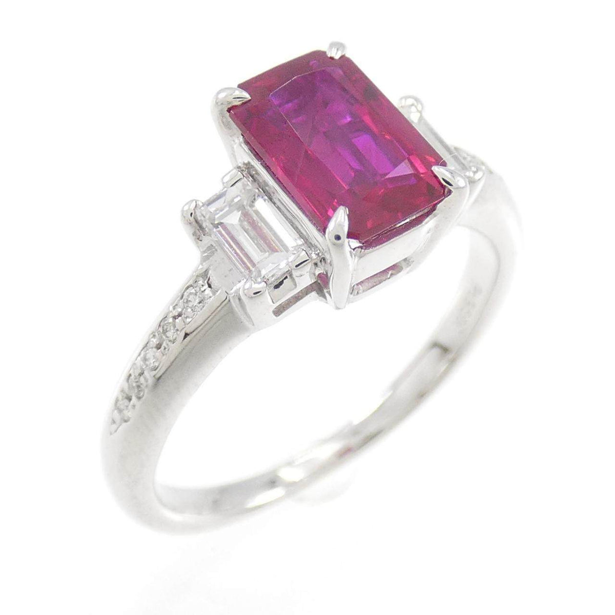 Platinum Diamond Ruby Ring – front view
