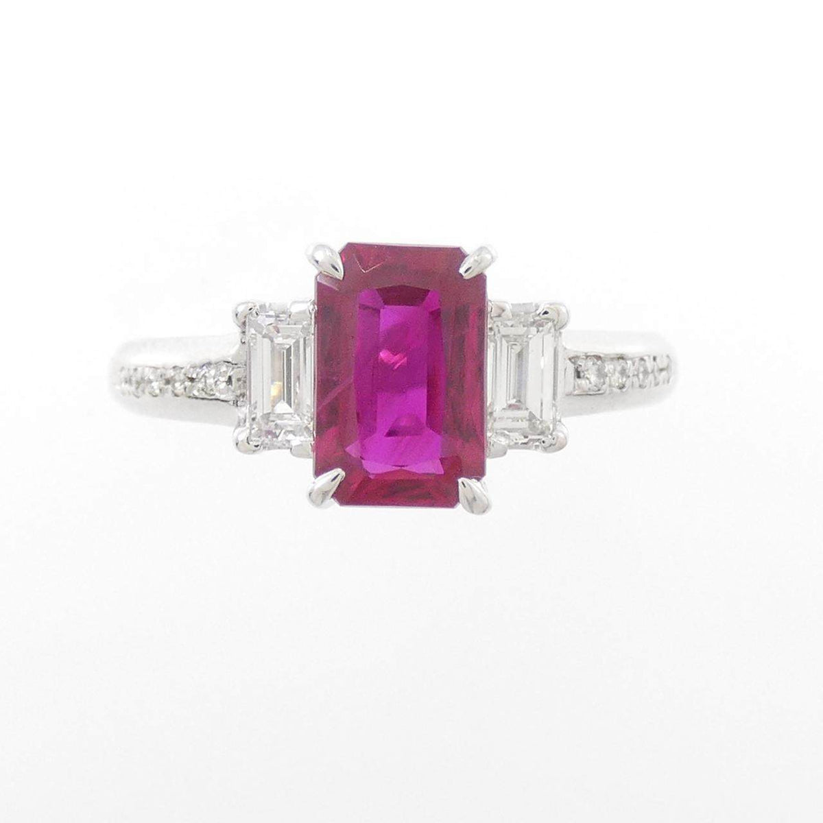 Platinum Diamond Ruby Ring – side view