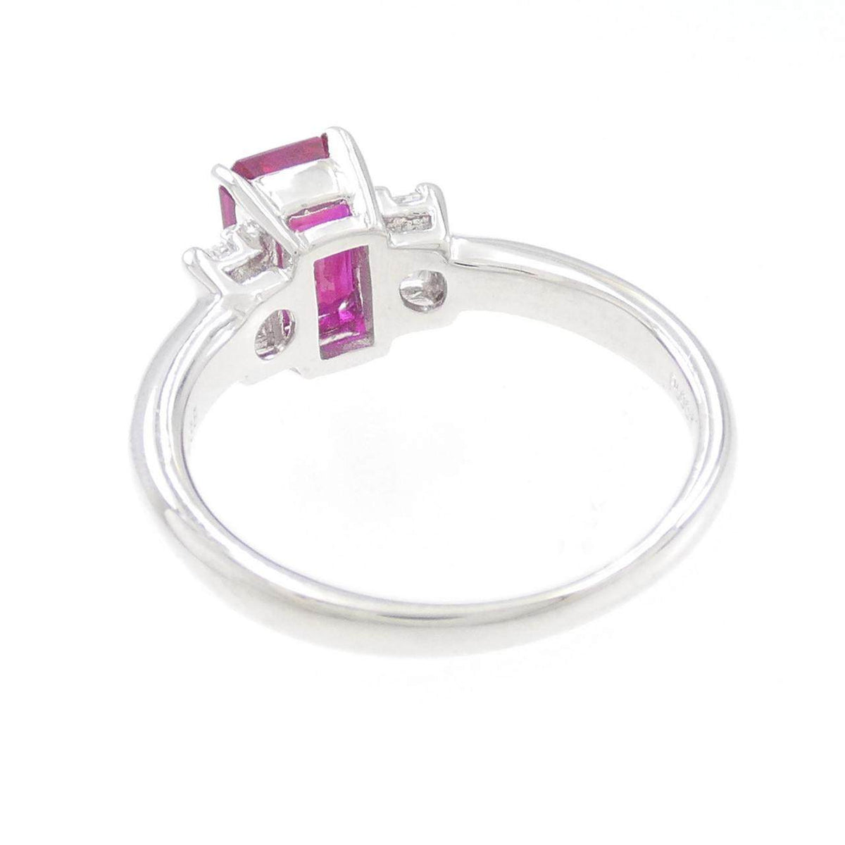 Platinum Diamond Ruby Ring – top view