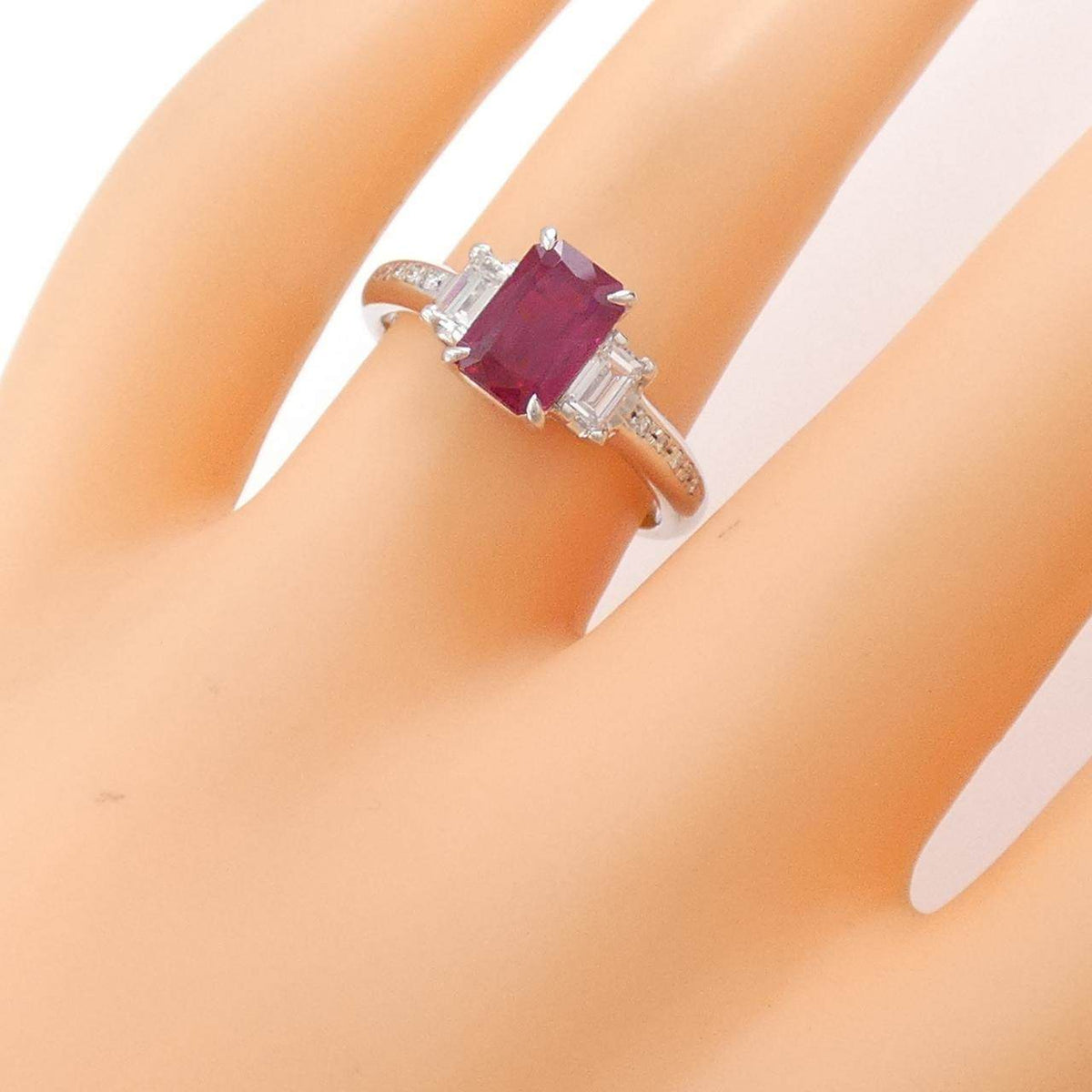 Platinum Diamond Ruby Ring – inside band