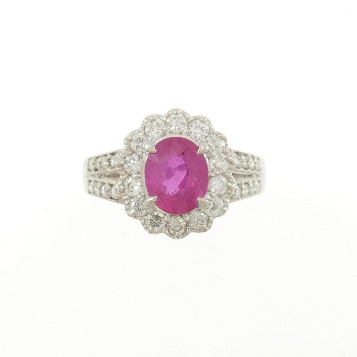 Platinum Diamond Ruby Ring – side view