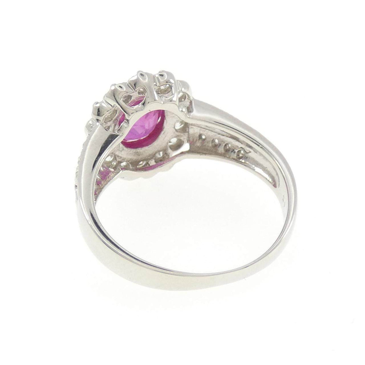 Platinum Diamond Ruby Ring – top view