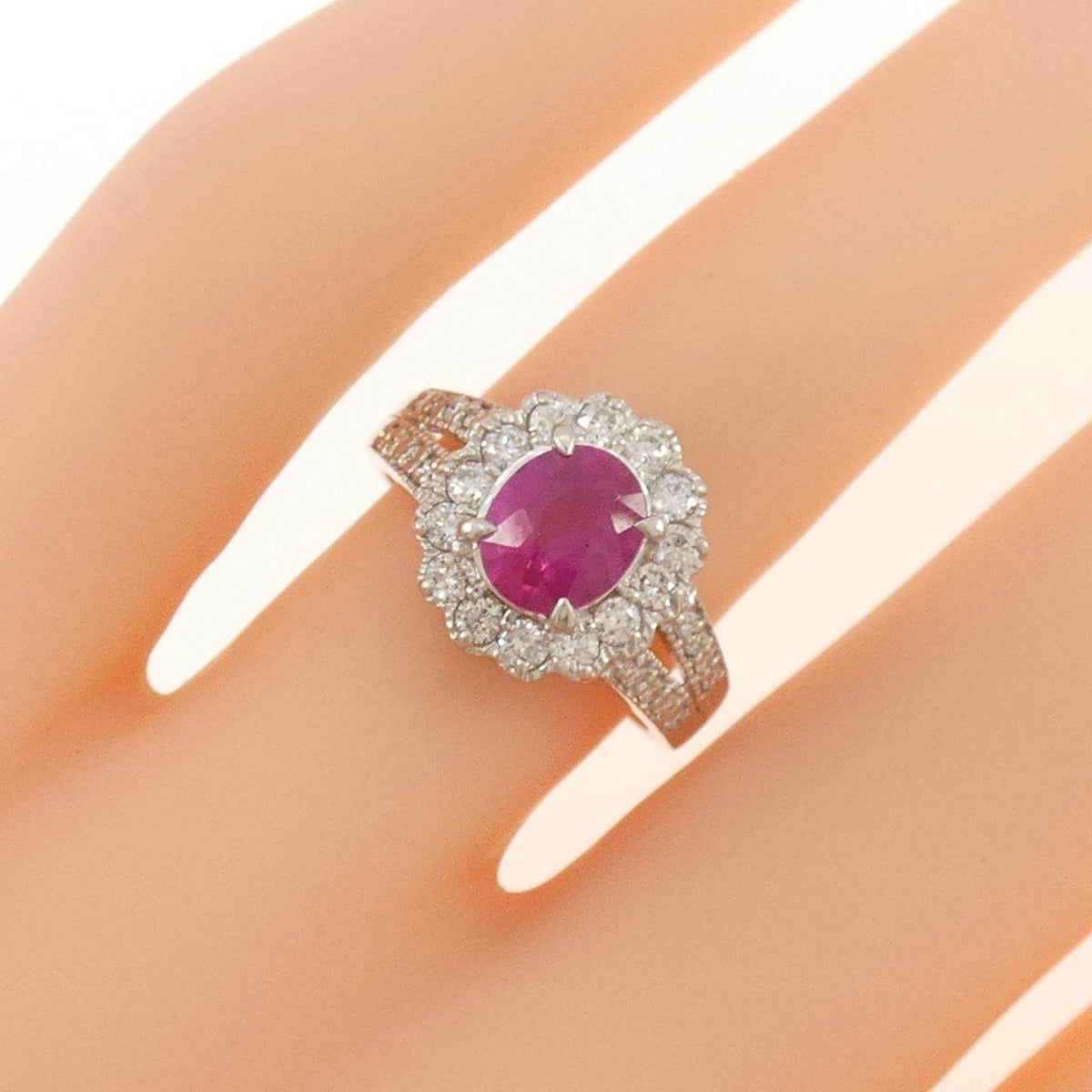 Platinum Diamond Ruby Ring – inside band