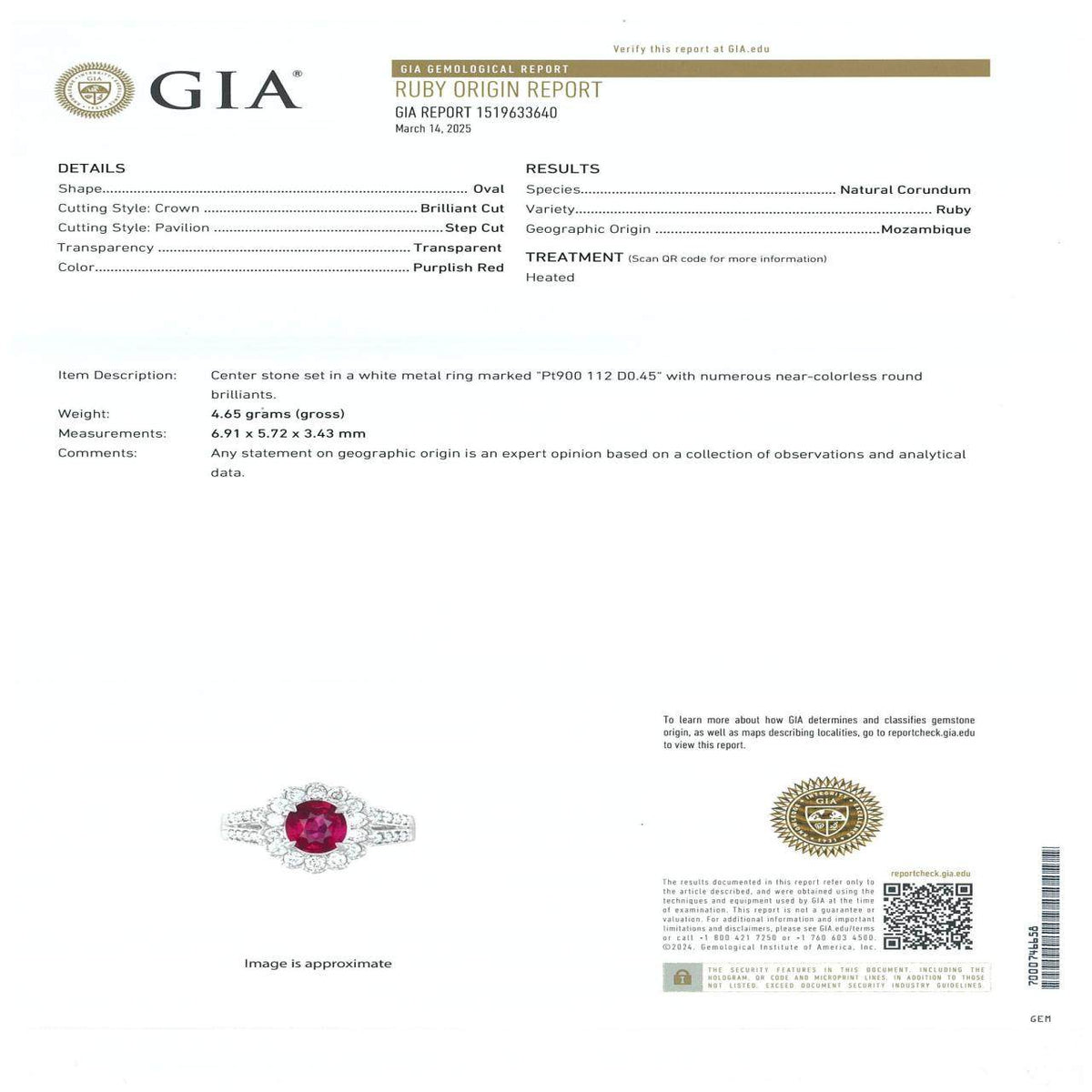 Platinum Diamond Ruby Ring – packaging