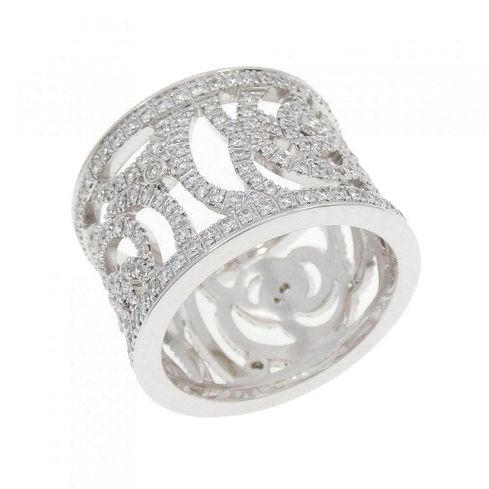 Chanel Camelia 18K White Gold Diamond Ring – front view