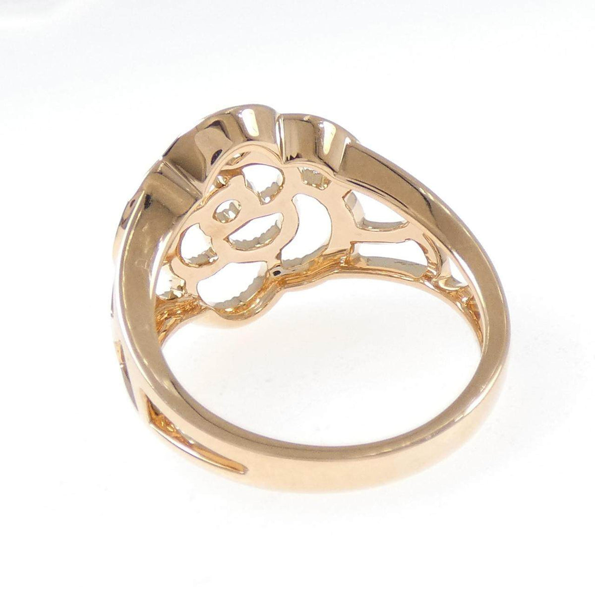 Chanel Camelia 18K Rose Gold Diamond Ring – top view