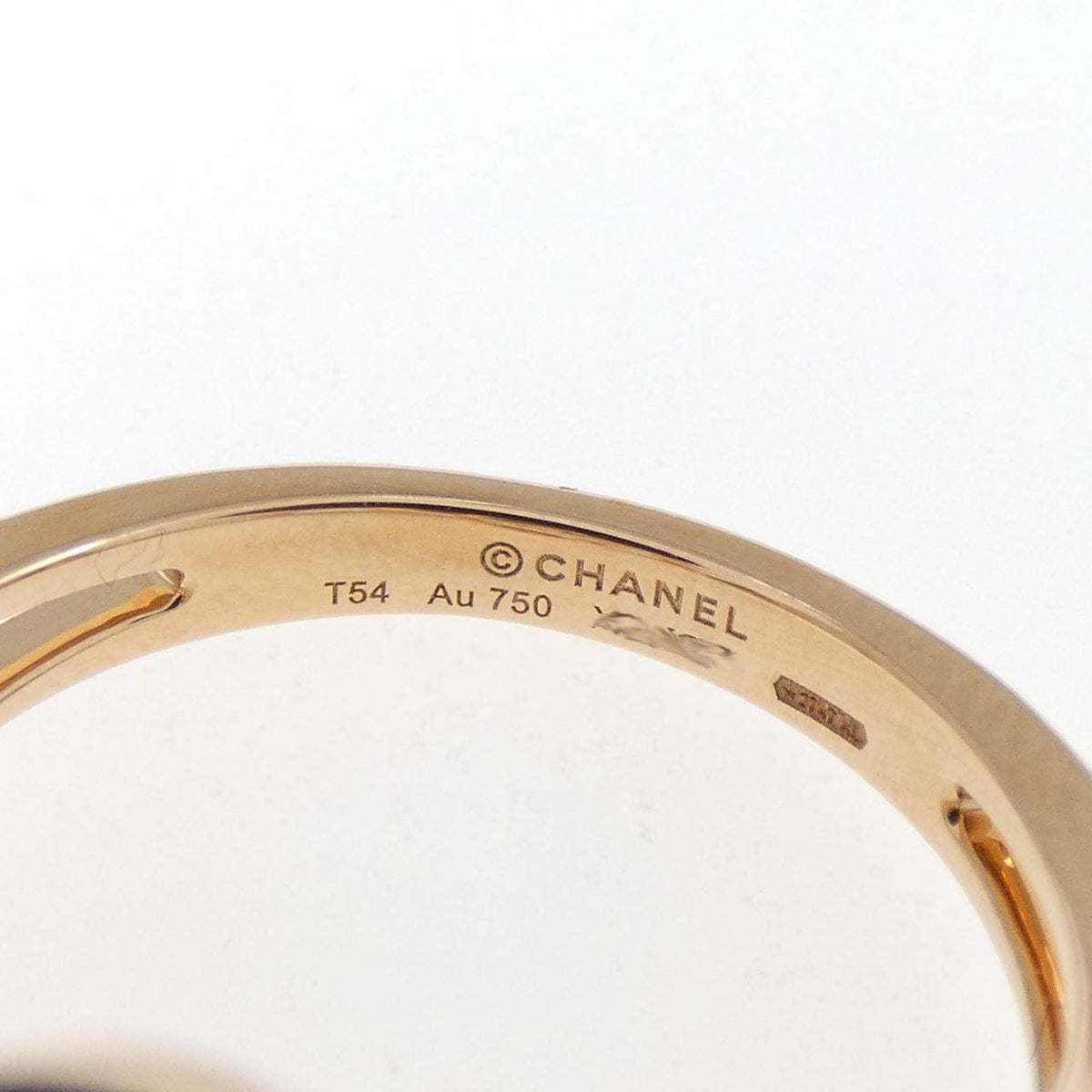Chanel Camelia 18K Rose Gold Diamond Ring – inside band