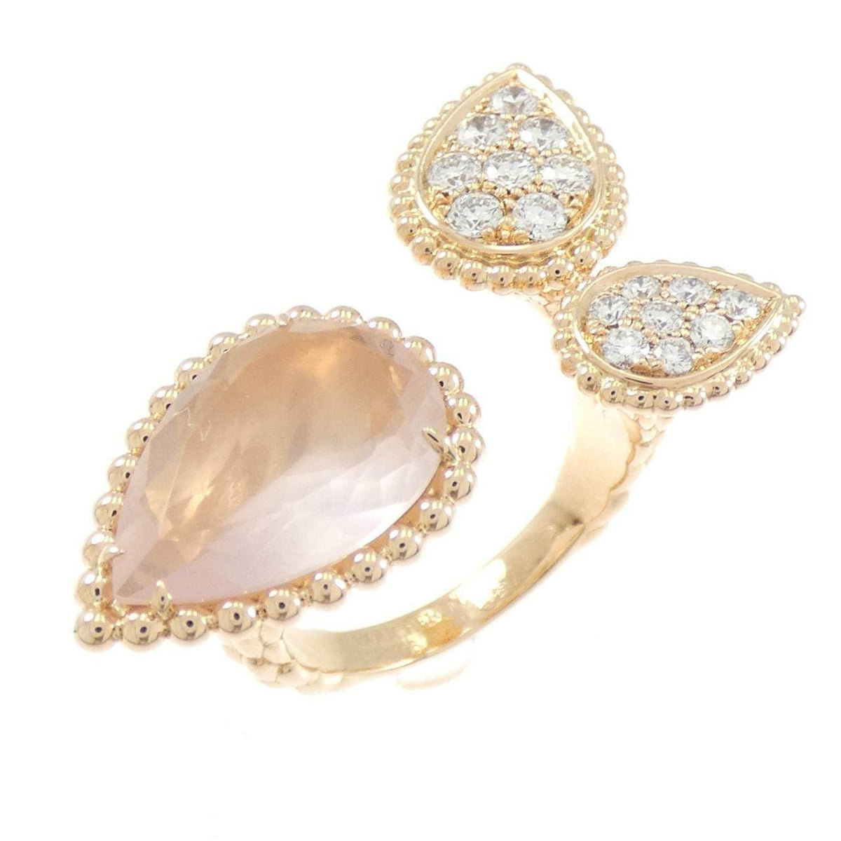 Boucheron Serpent Boheme Rose Quartz 18K Rose Gold Diamond Ring – front view