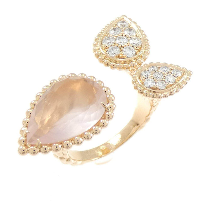 Boucheron Serpent Boheme Rose Quartz 18K Rose Gold Diamond Ring – front view