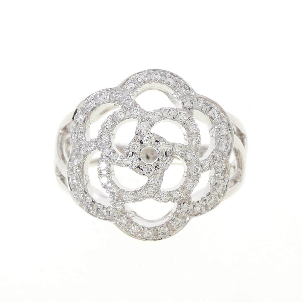 Chanel Camelia 18K White Gold Diamond Ring – side view