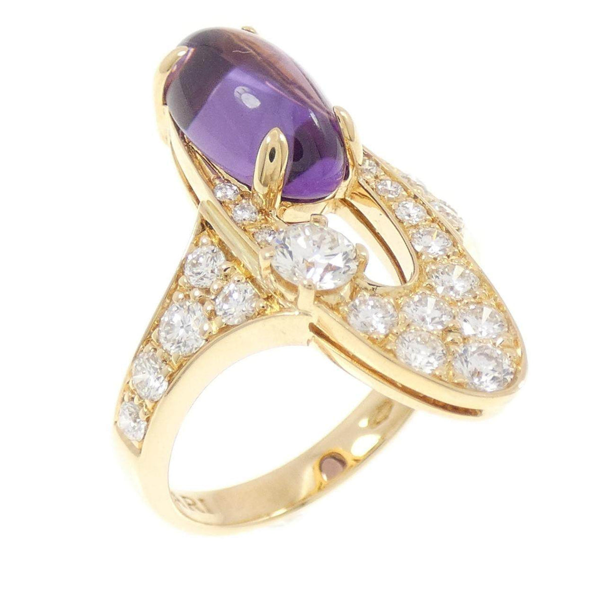 Bulgari Elysia 18K Yellow Gold Diamond Amethyst Ring – front view