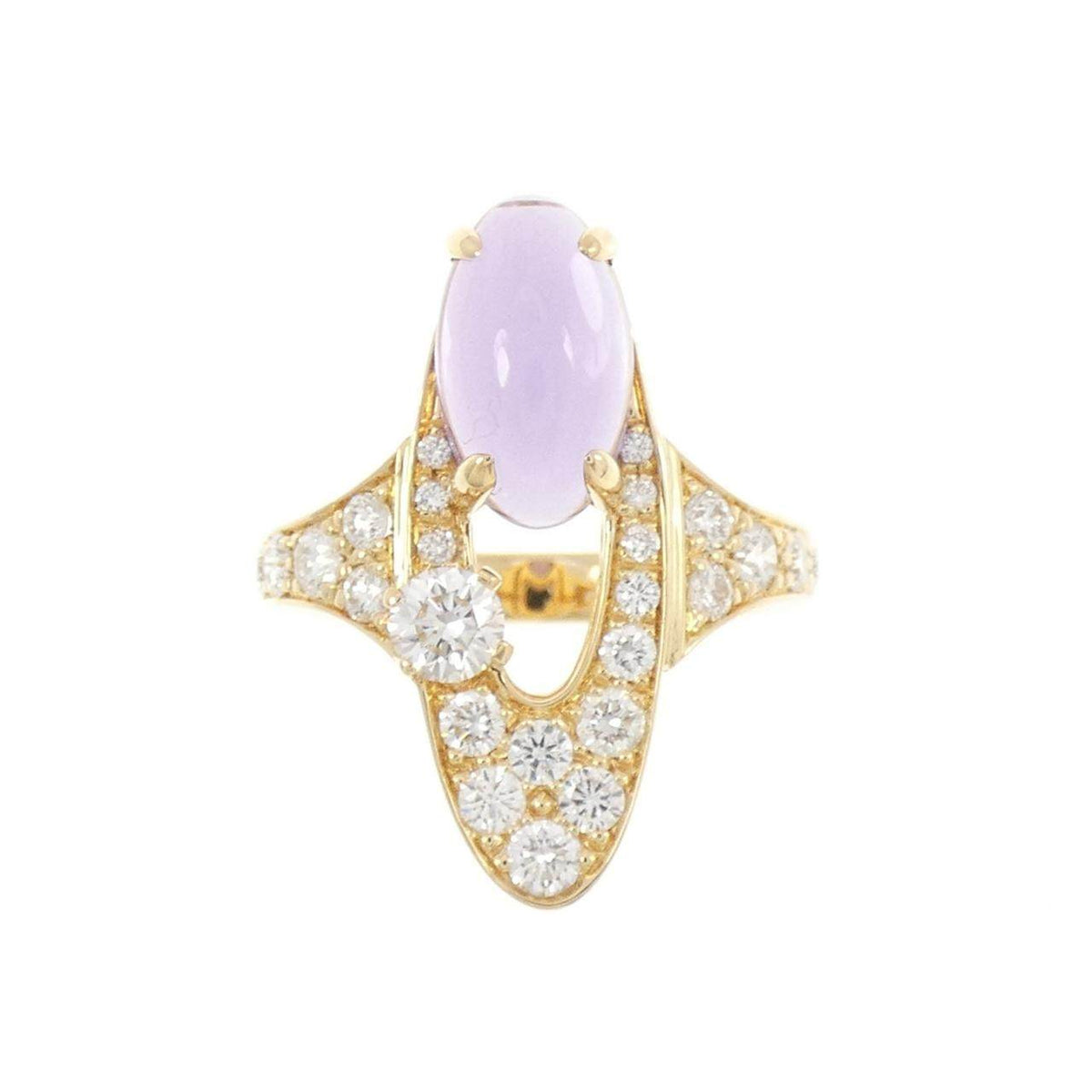 Bulgari Elysia 18K Yellow Gold Diamond Amethyst Ring – side view
