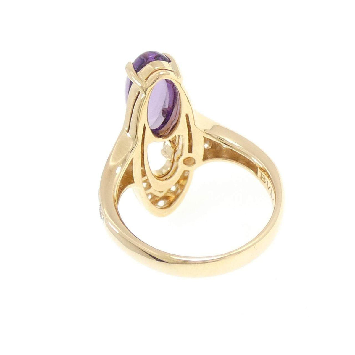 Bulgari Elysia 18K Yellow Gold Diamond Amethyst Ring – top view