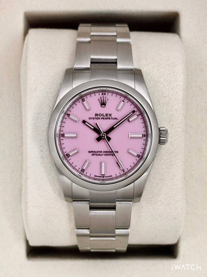 Rolex Oyster Perpetual 34mm 124200 Candy Pink Dial – front view