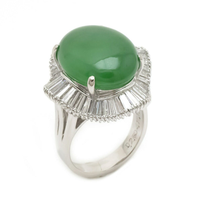 Platinum Jadeite Diamond Ring – front view