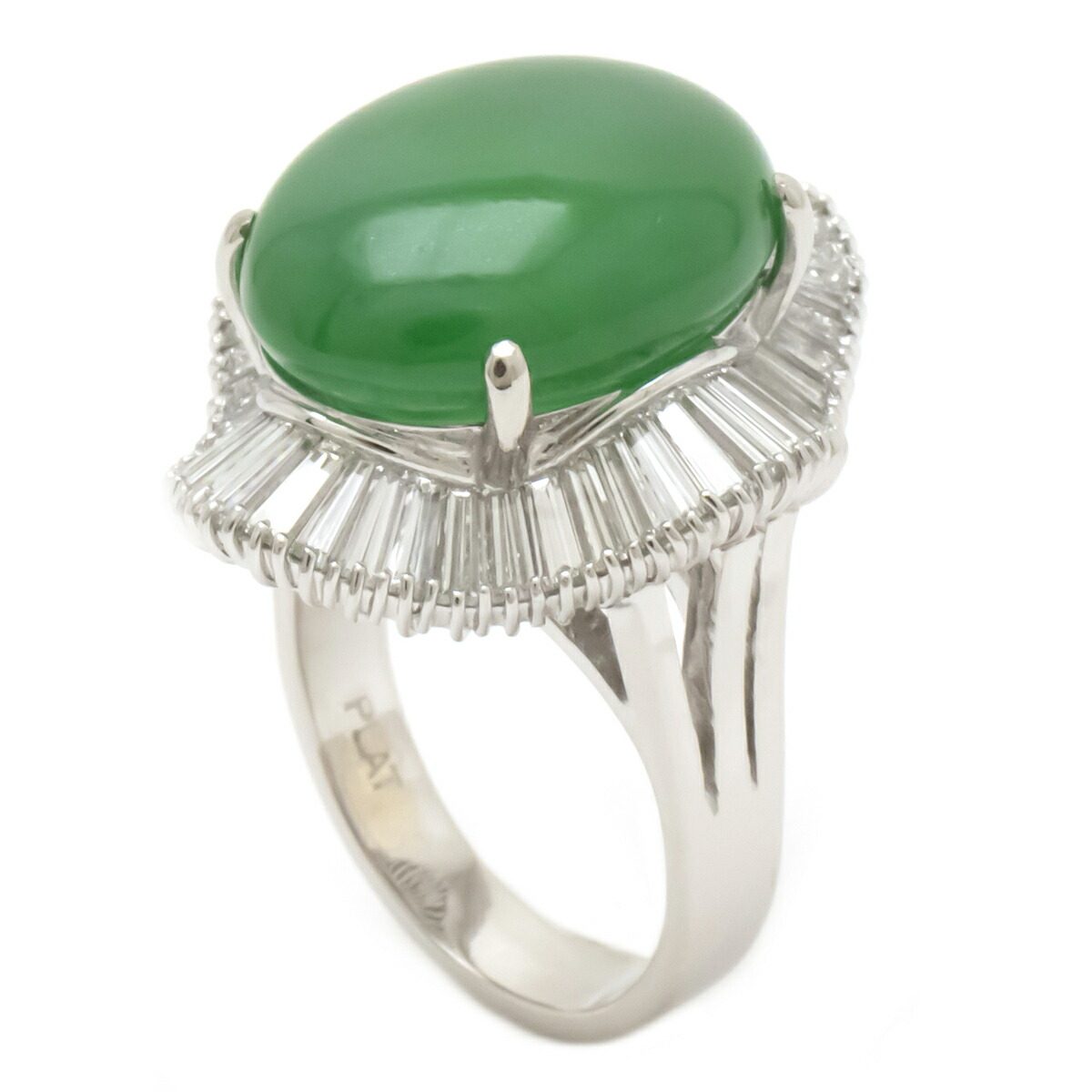 Platinum Jadeite Diamond Ring – side view