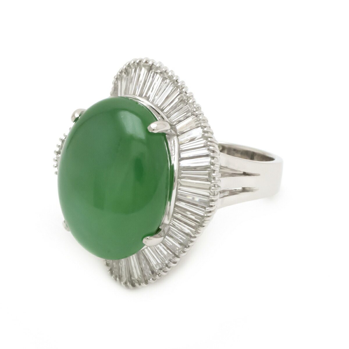 Platinum Jadeite Diamond Ring – top view