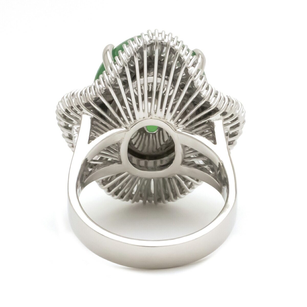 Platinum Jadeite Diamond Ring – inside band