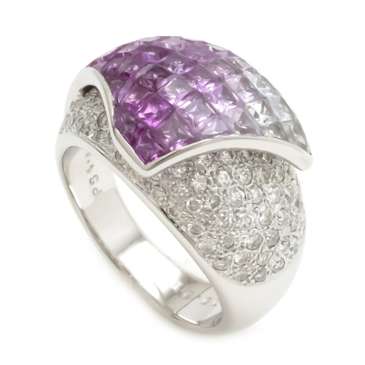 18K White Gold Diamond Sapphire Ring – side view