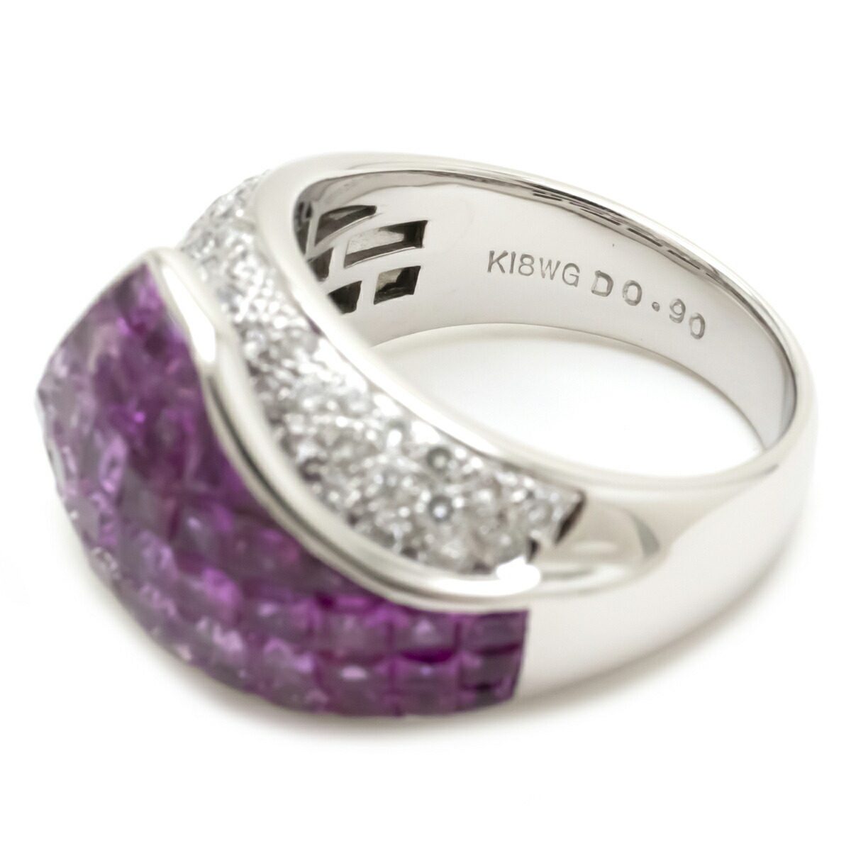 18K White Gold Diamond Sapphire Ring – inside band