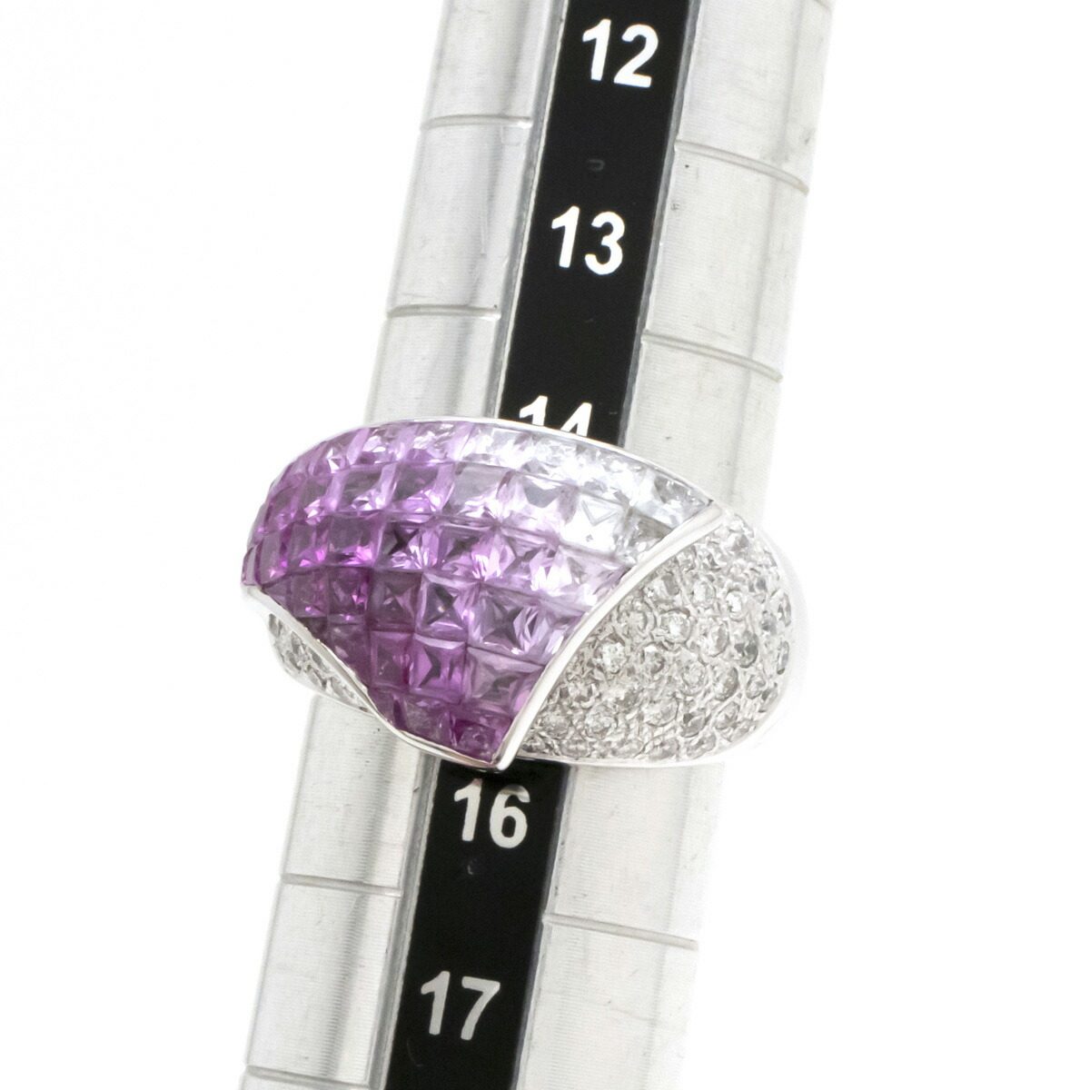 18K White Gold Diamond Sapphire Ring – alternate view