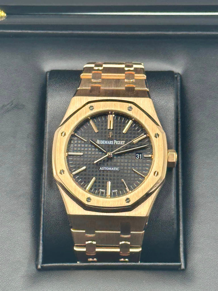 Audemars Piguet Royal Oak 41mm 15400OR Rose Gold Black Dial – front view