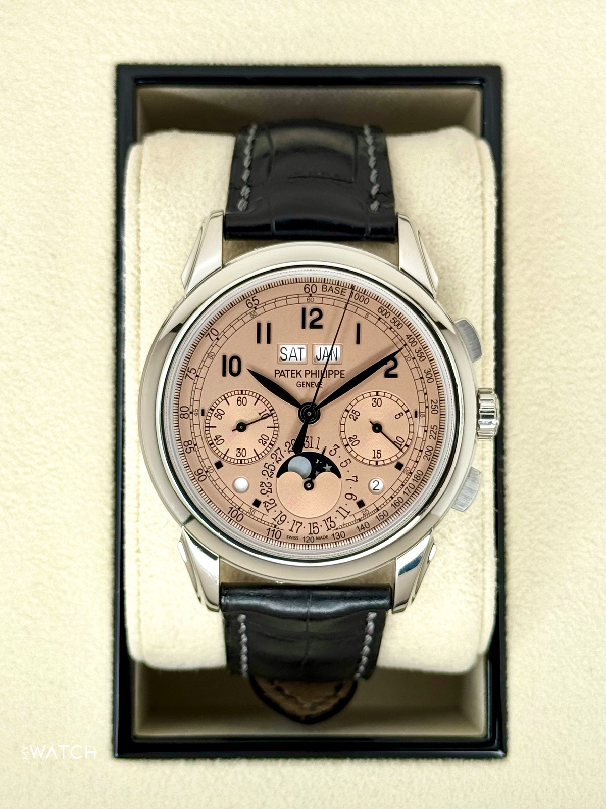 Patek Philippe 5270P Perpetual Calendar Chronograph Salmon Dial – front view