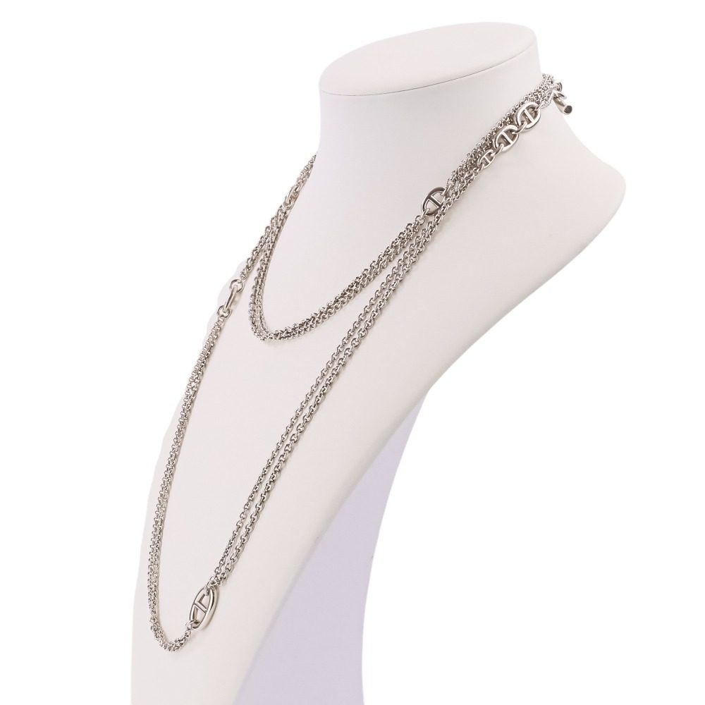 Hermès New Farandole Chaîne d'Ancre Sterling Silver Long Necklace – clasp detail