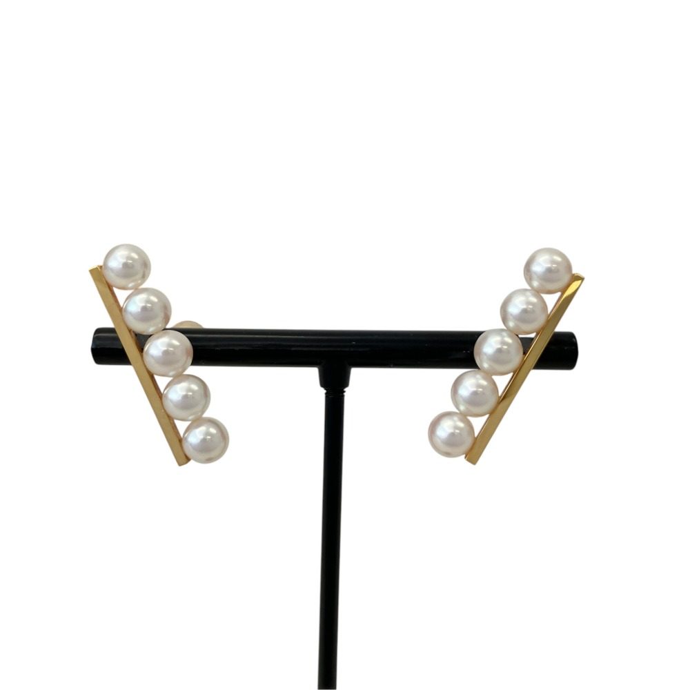 Tasaki Balance Plus 18K Yellow Gold Akoya Pearl Earrings – front view