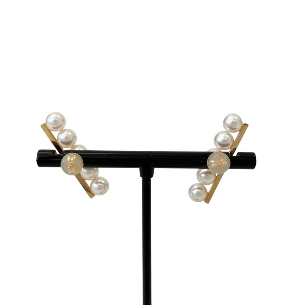 Tasaki Balance Plus 18K Yellow Gold Akoya Pearl Earrings – side view