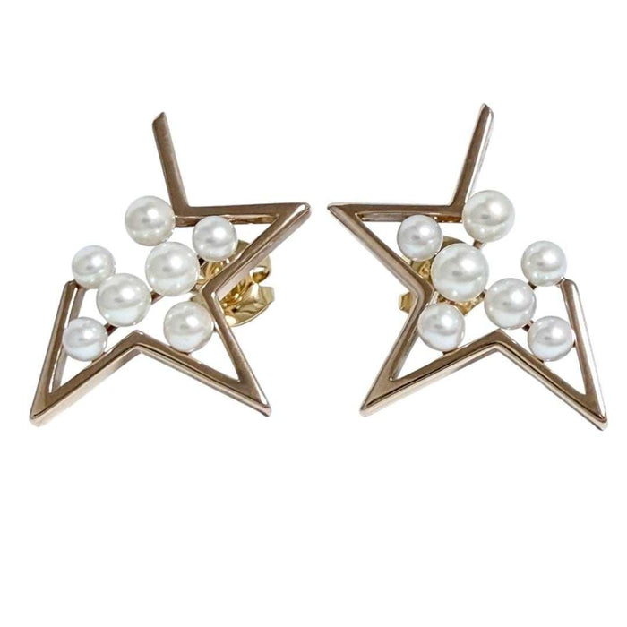 Tasaki Abstract Star 18K Rose Gold Pearl Earrings – front view