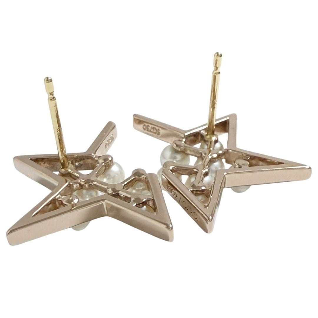 Tasaki Abstract Star 18K Rose Gold Pearl Earrings – side view