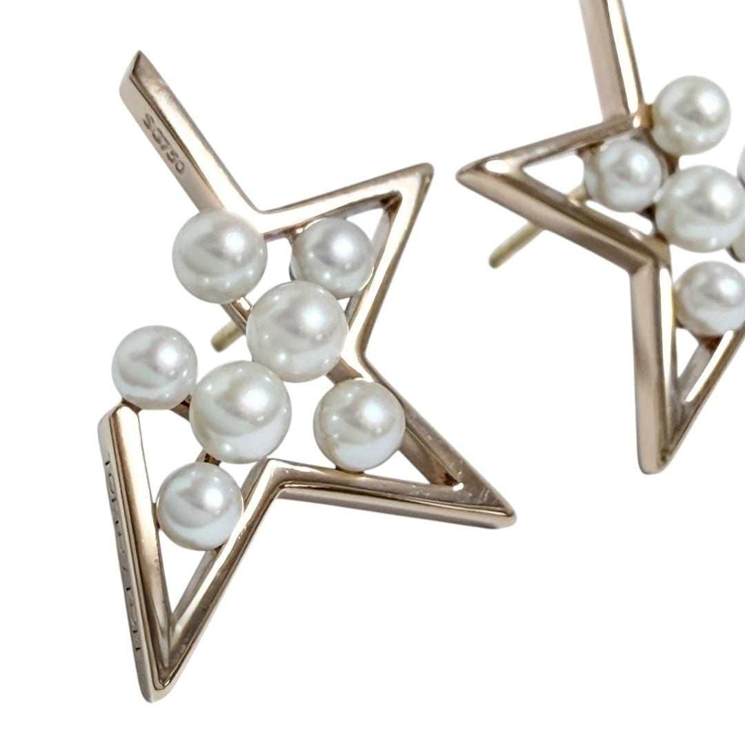 Tasaki Abstract Star 18K Rose Gold Pearl Earrings – back and fastening