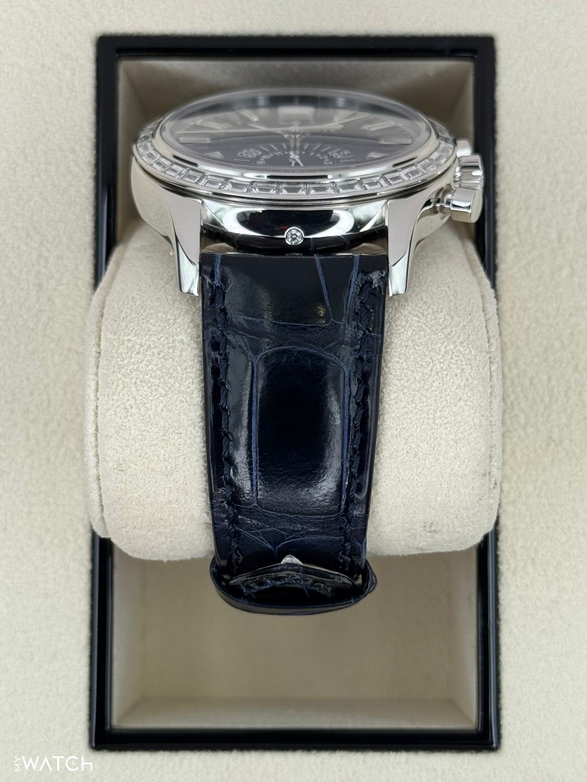 Patek Philippe Annual Calendar Chronograph 40.5mm 5961P Platinum Blue Dial – side view