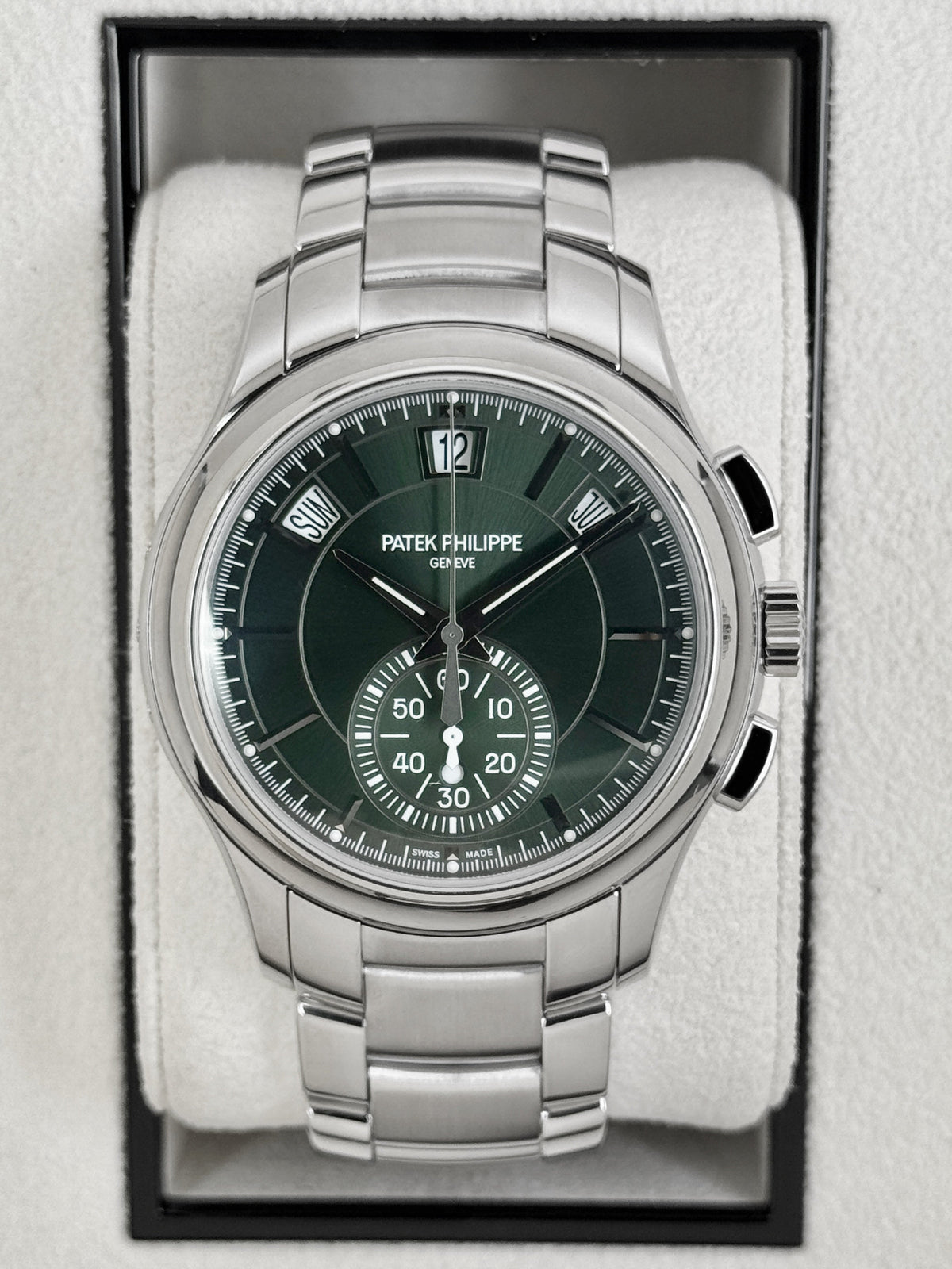 Patek Philippe Flyback Chronograph Annual Calendar 5905/1A Olive Green Dial – front view